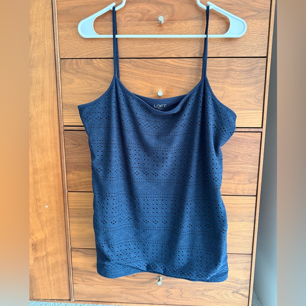 LOFT Dark Blue Eyelet Camisole